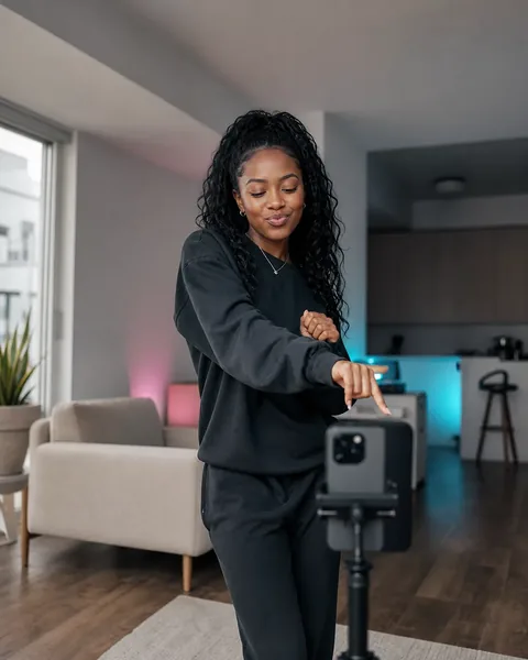 Creator recording a short-form social media video at home